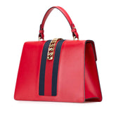 グッチ シルヴィ シェリーライン ハンドバッグ ショルダーバッグ 2WAY 431665 レッド レザー レディース GUCCI 【中古】